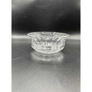 KIG Indonesia Clear Pressed Glass Bowl Scalloped Ribbed Floral Pattern 4.75 Inch